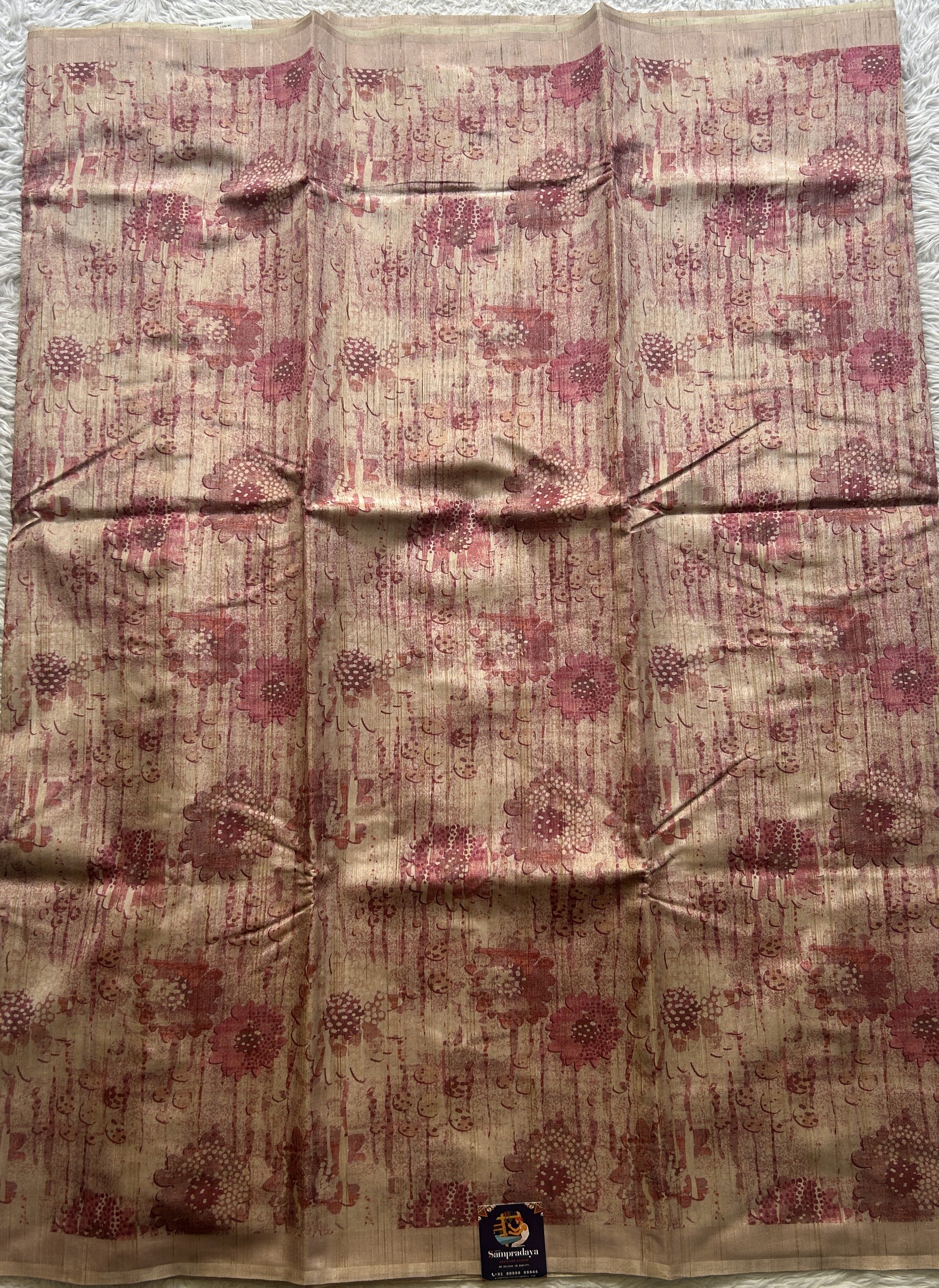 Semi Tussar Saree Colored Very Light Pink Complemented with a Borderless. - Sampradaya Designer Studio