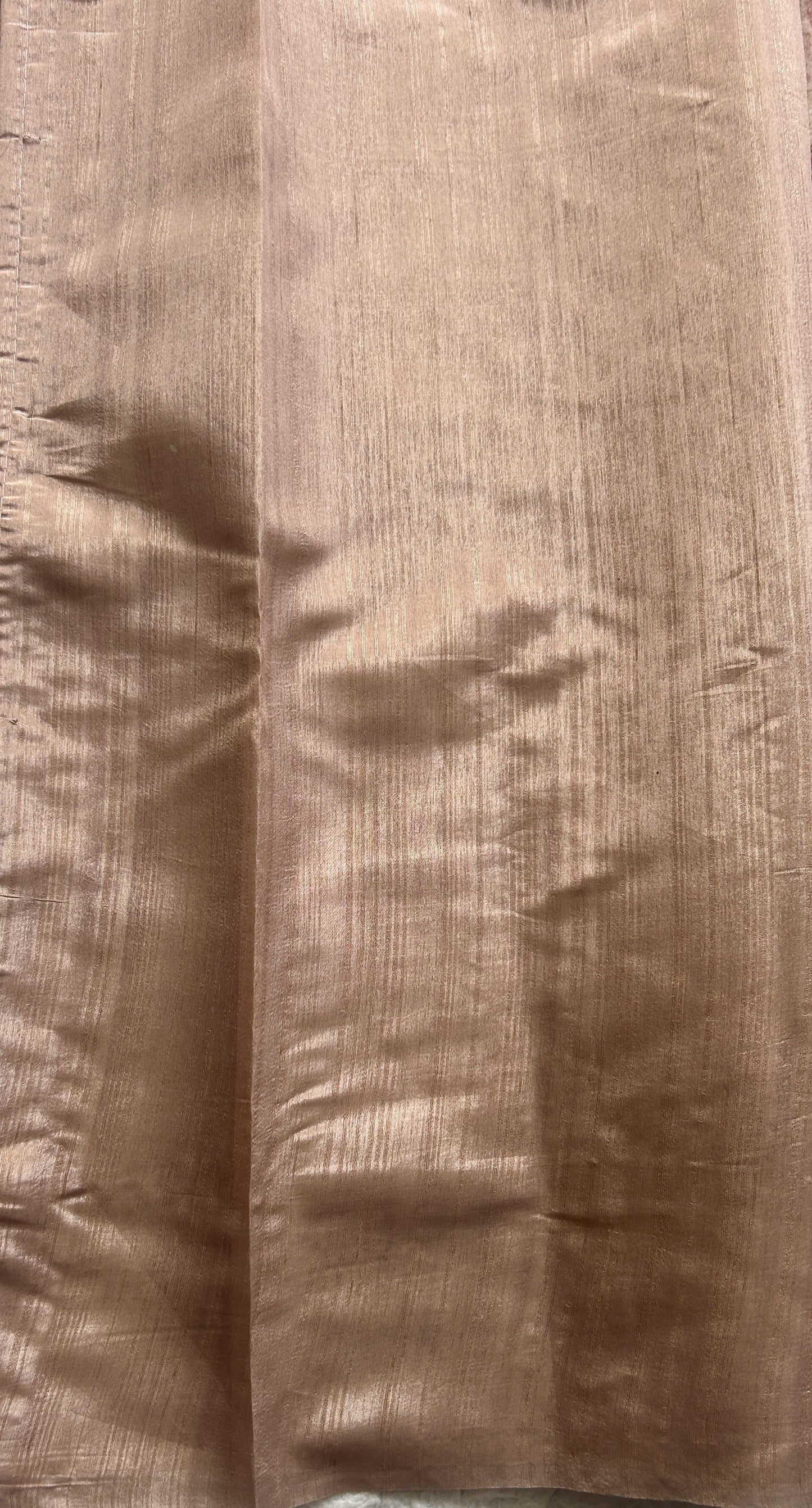 Semi Tussar Saree  Colored Very Light Peach Complemented with a Borderless. - Sampradaya Designer Studio