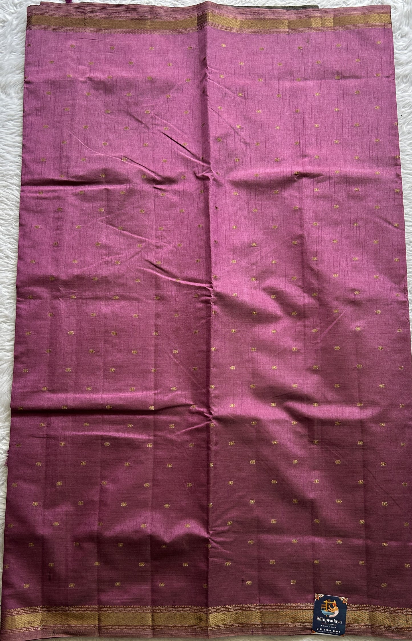 Semi Tussar Saree Dark Lavender Colored Complemented with a Zari Border. - Sampradaya Designer Studio