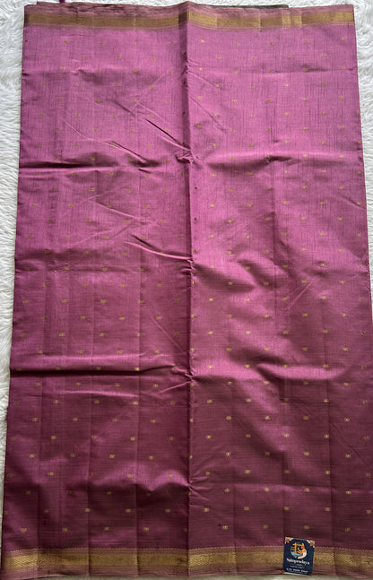 Semi Tussar Saree Dark Lavender Colored Complemented with a Zari Border. - Sampradaya Designer Studio