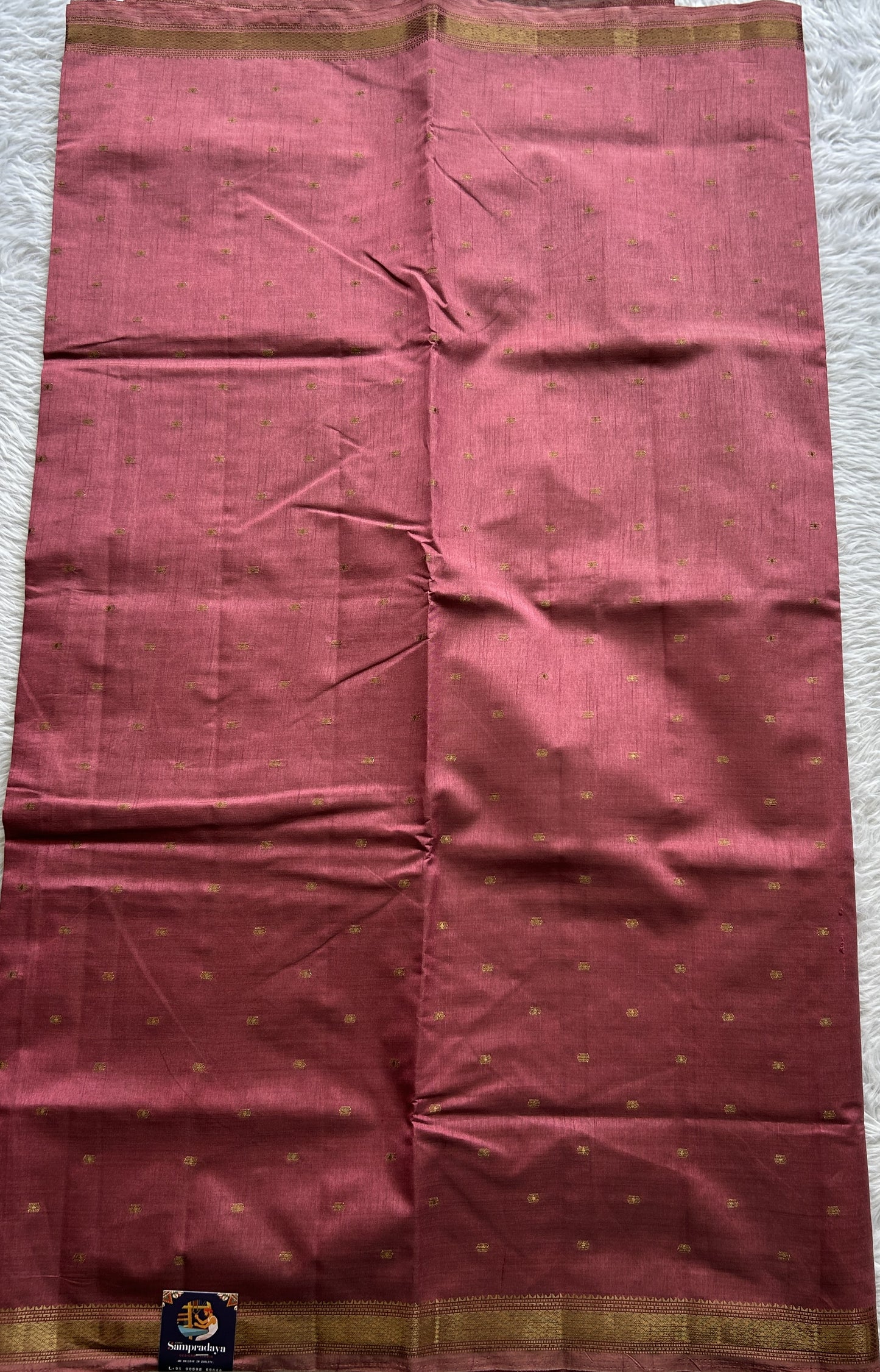 Semi Tussar Saree Onion Pink Colored Complemented with a Zari Border. - Sampradaya Designer Studio