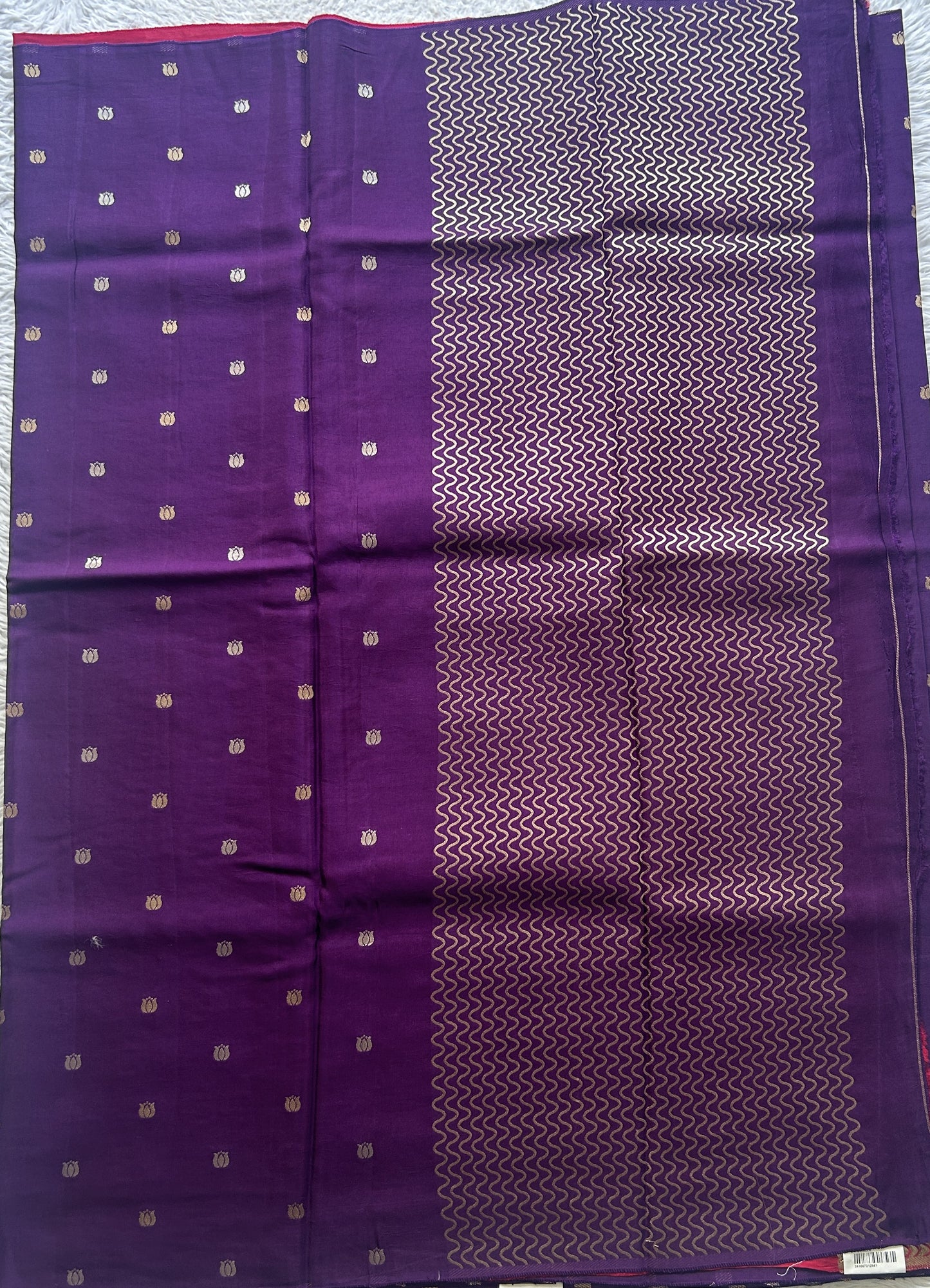 Semi Georgette Saree Violet Colored Paired with a Borderless. - Sampradaya Designer Studio