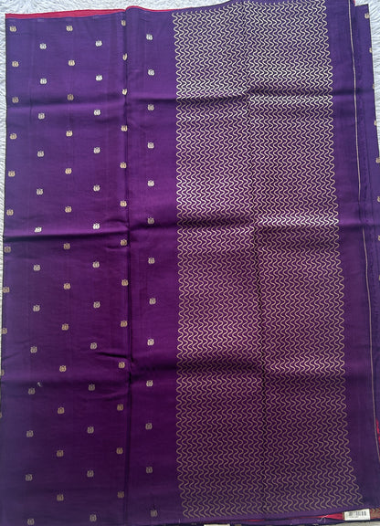 Semi Georgette Saree Violet Colored Paired with a Borderless. - Sampradaya Designer Studio