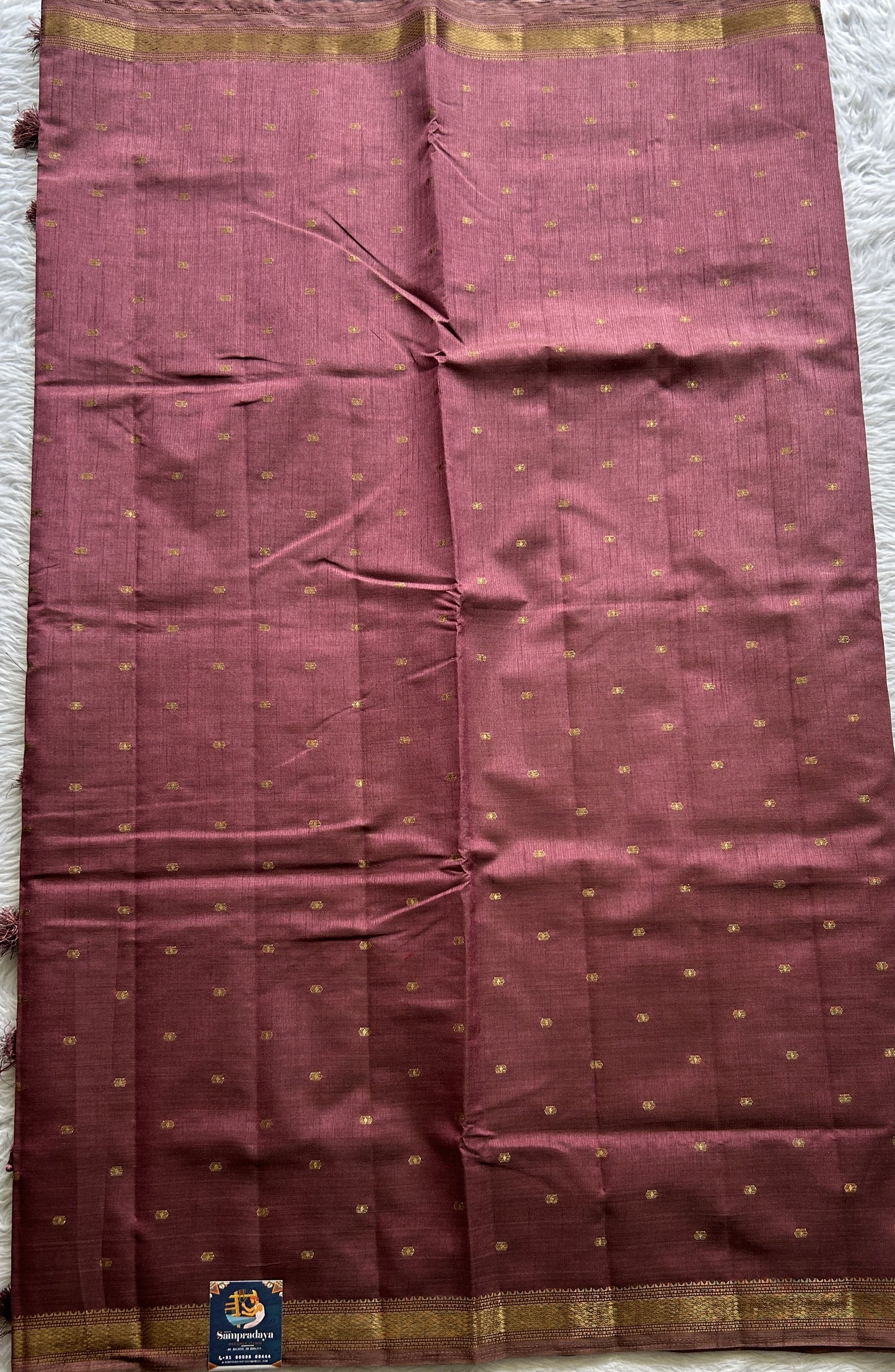 Semi Tussar Saree Magenta Purple Colored Complemented with a Zari Border. - Sampradaya Designer Studio