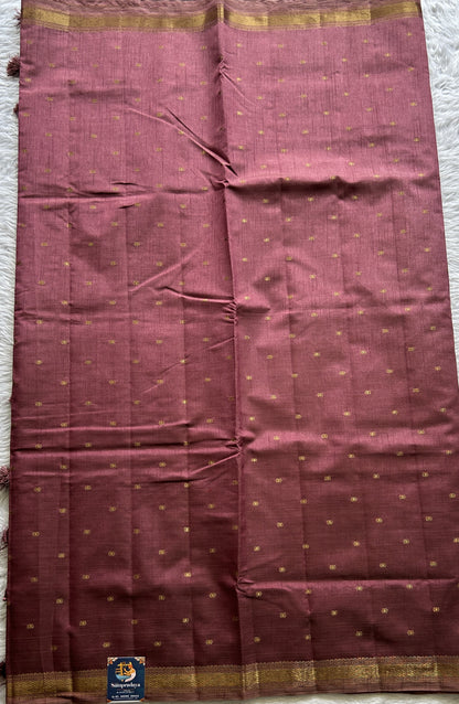Semi Tussar Saree Magenta Purple Colored Complemented with a Zari Border. - Sampradaya Designer Studio