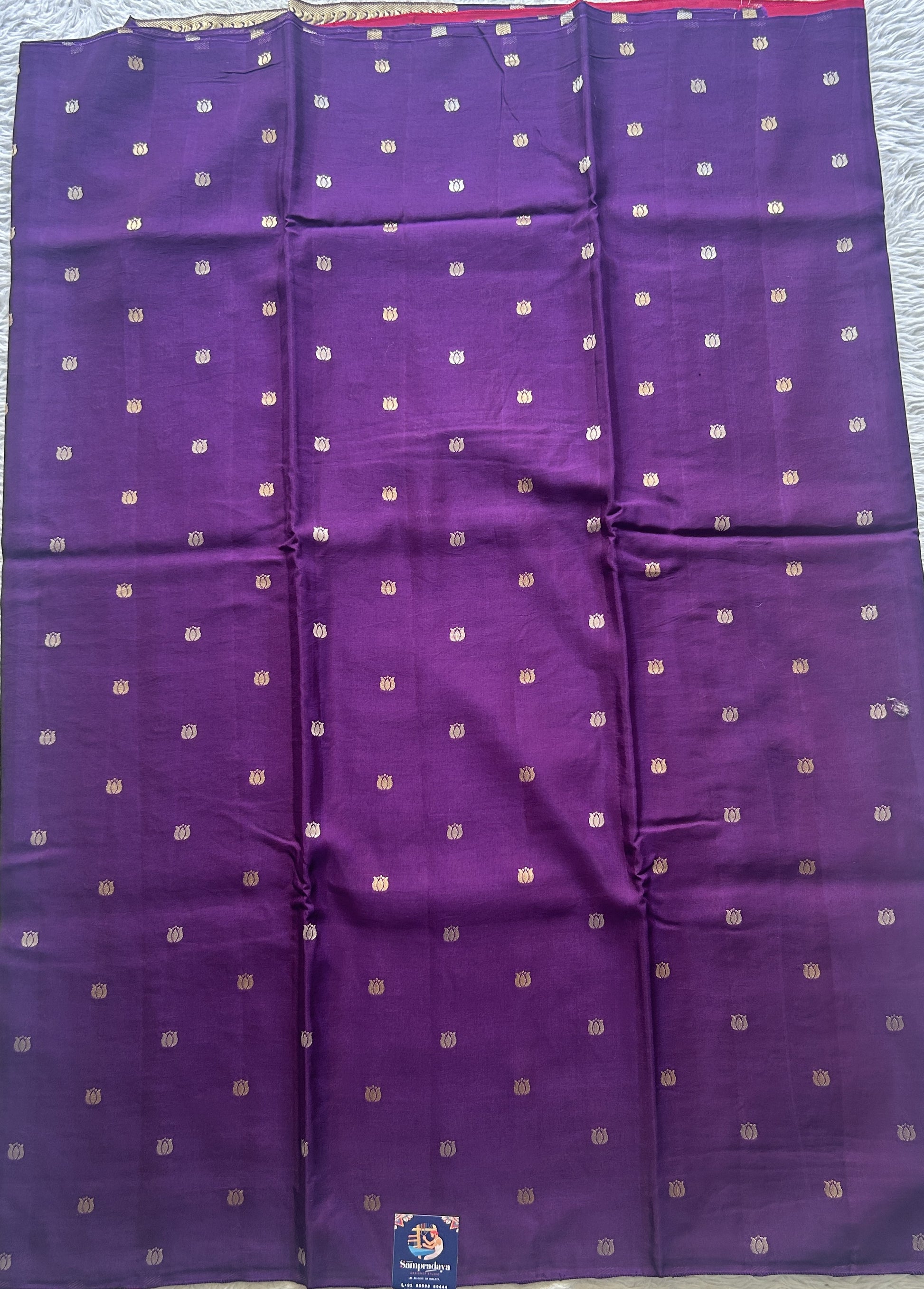 Semi Georgette Saree Violet Colored Paired with a Borderless. - Sampradaya Designer Studio