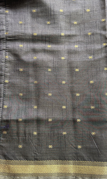 Semi Tussar Saree Brown Magenta Colored Complemented with a Zari Border. - Sampradaya Designer Studio
