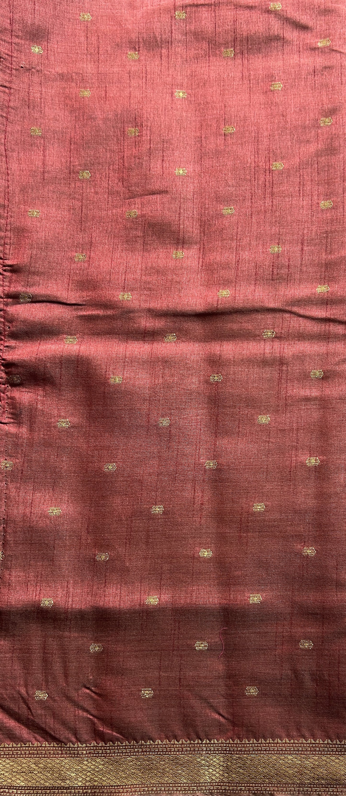 Semi Tussar Saree Snuff Colored Complemented with a Zari Border. - Sampradaya Designer Studio