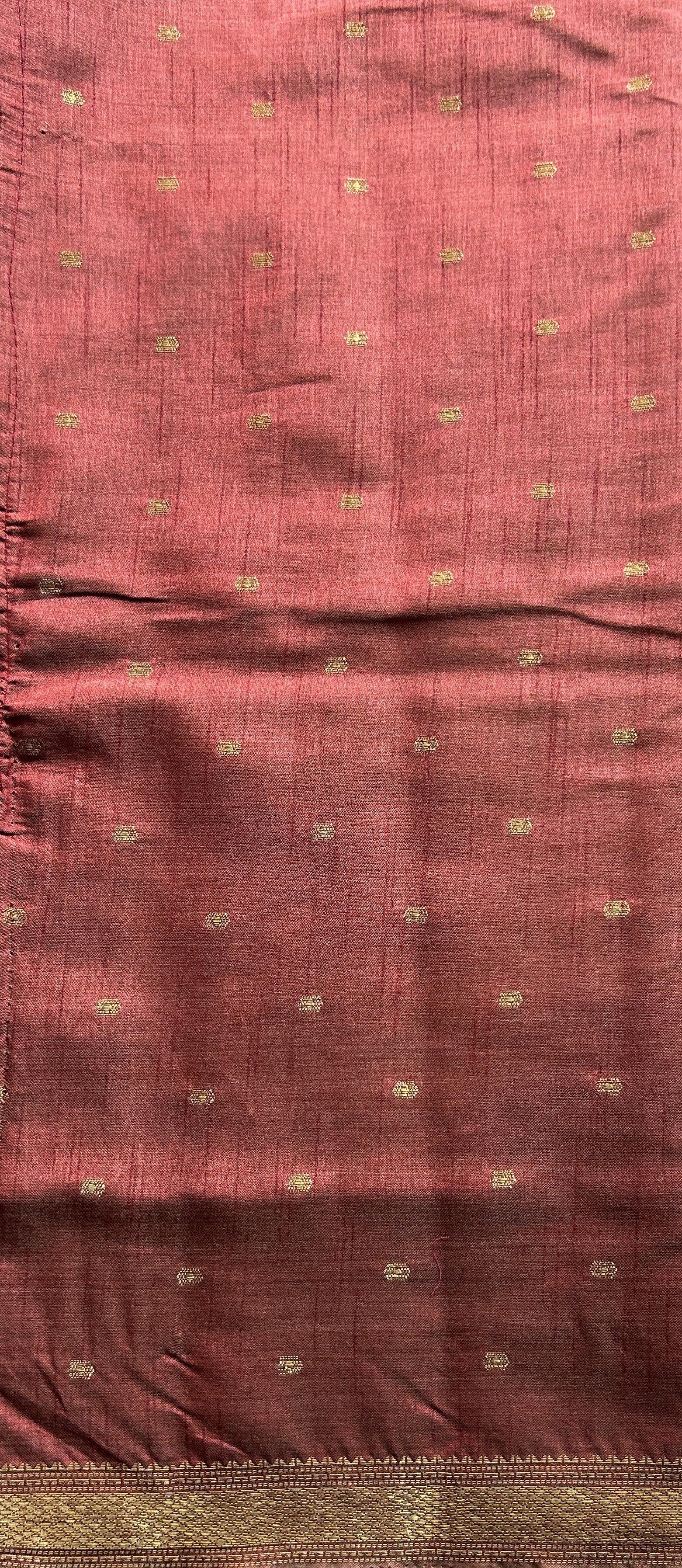 Semi Tussar Saree Snuff Colored Complemented with a Zari Border. - Sampradaya Designer Studio