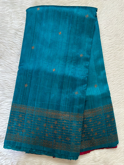 Banarasi Raw Silk Sarees Pantone Colored Saree Complemented With a Intricate Weaving Border - Sampradaya Designer Studio