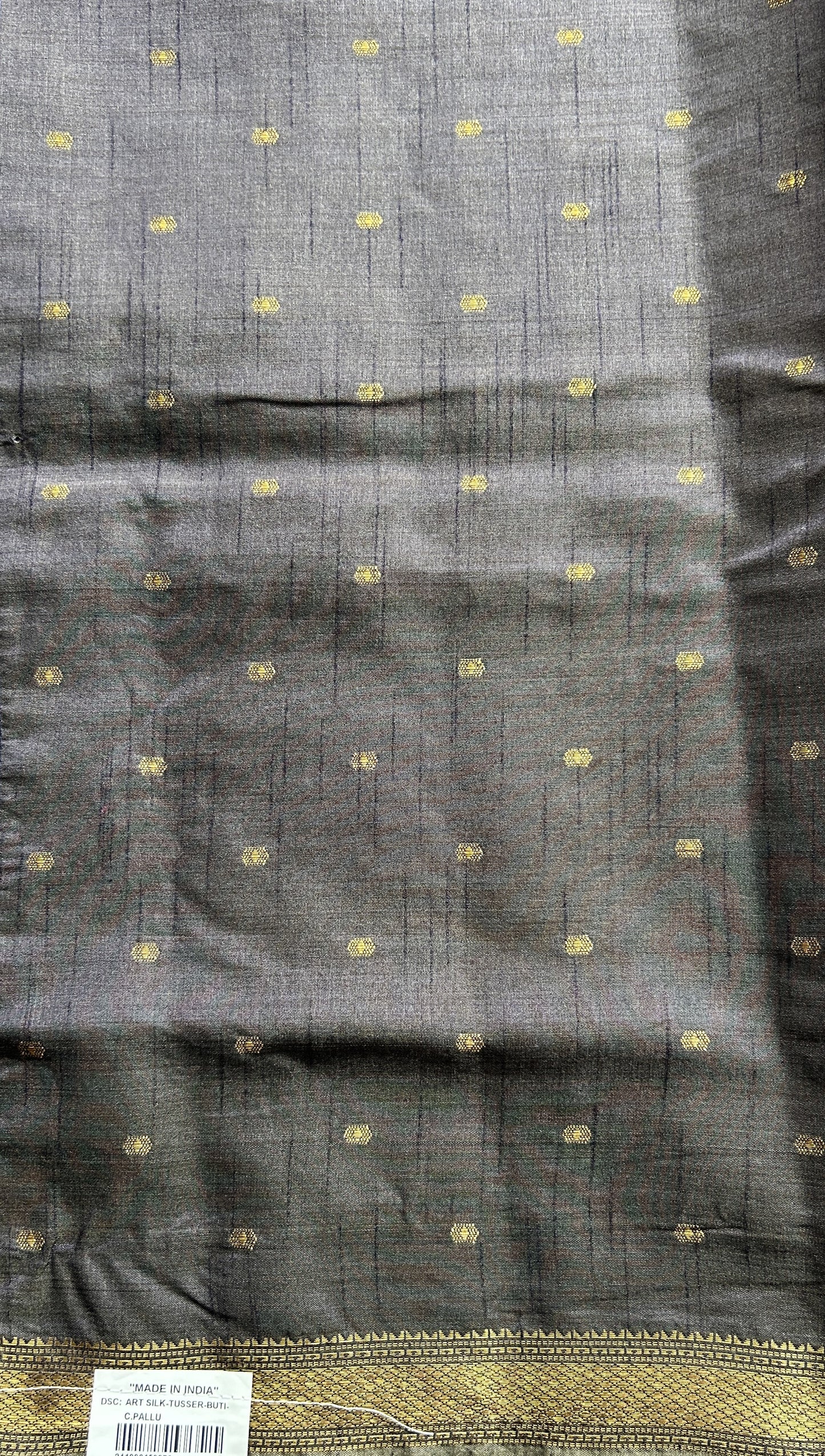Semi Tussar Saree Sea Blue Colored Complemented with a Zari Border. - Sampradaya Designer Studio