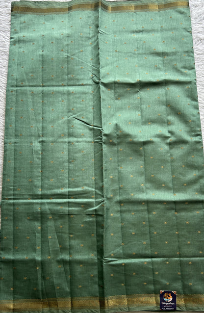 Semi Tussar Saree Sea Blue Colored Complemented with a Zari Border. - Sampradaya Designer Studio