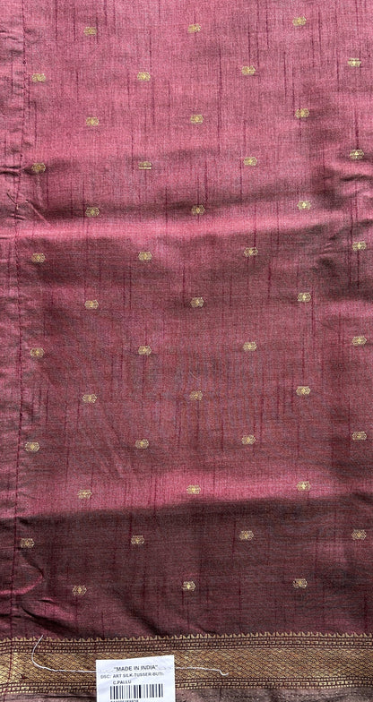 Semi Tussar Saree Light Olive Green Colored Complemented with a Zari Border. - Sampradaya Designer Studio