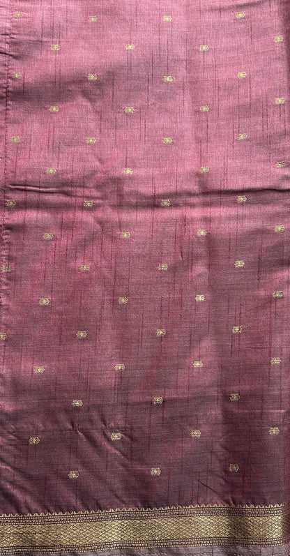 Semi Tussar Saree Snuff Colored Complemented with a Zari Border. - Sampradaya Designer Studio