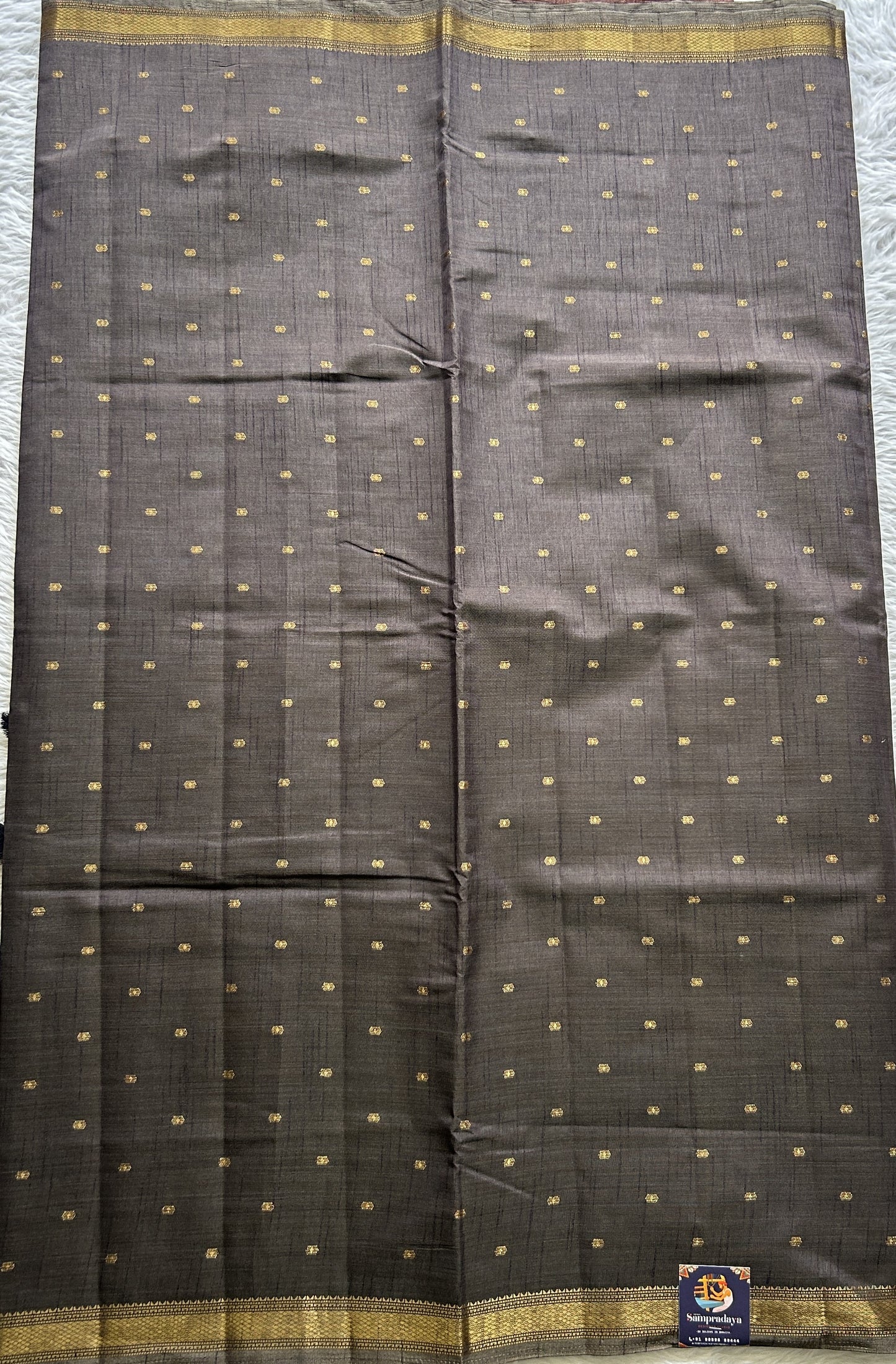Semi Tussar Saree Snuff Colored Complemented with a Zari Border. - Sampradaya Designer Studio