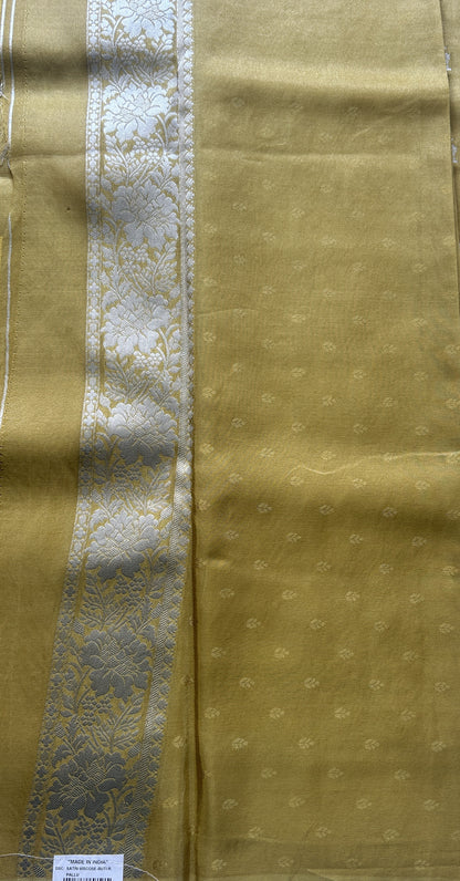Semi Tissue Georgette Saree Yellow Colored Paired with a Zari Border. - Sampradaya Designer Studio