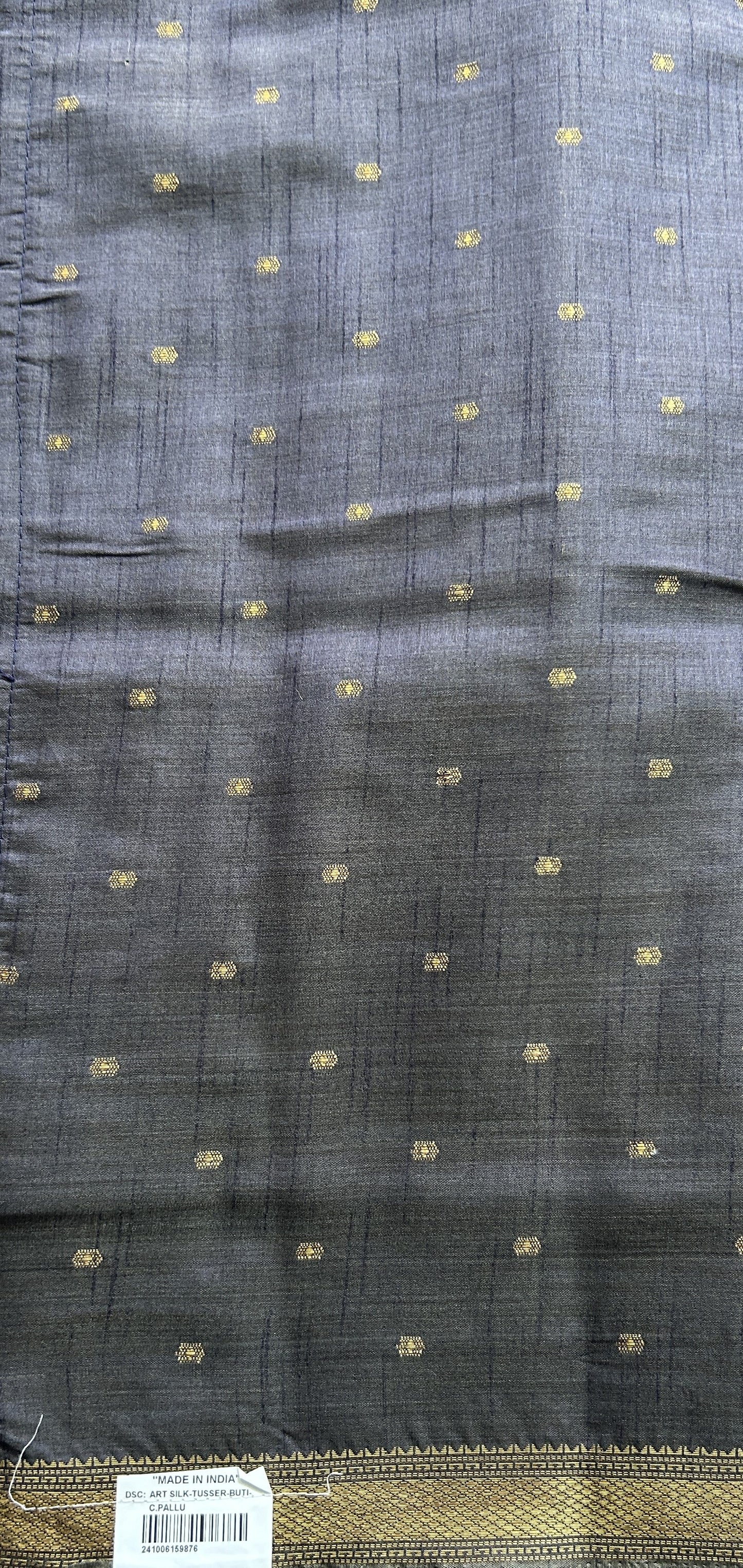 Semi Tussar Saree Sea Blue Colored Complemented with a Zari Border. - Sampradaya Designer Studio