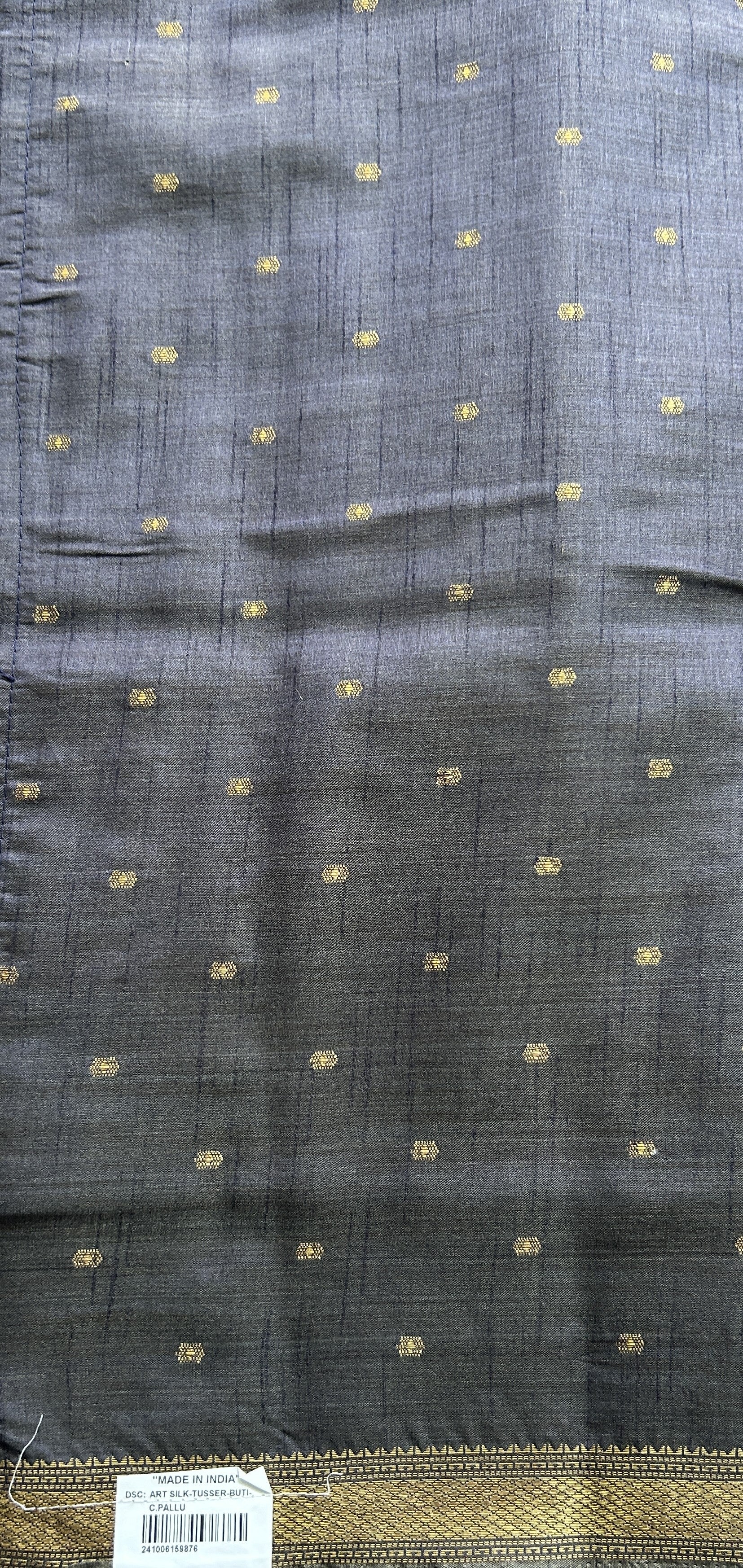 Semi Tussar Saree Sea Blue Colored Complemented with a Zari Border. - Sampradaya Designer Studio