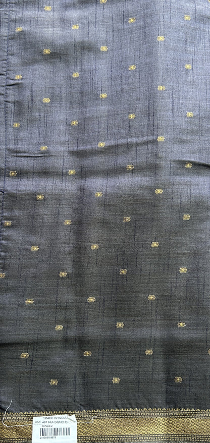 Semi Tussar Saree Sea Blue Colored Complemented with a Zari Border. - Sampradaya Designer Studio