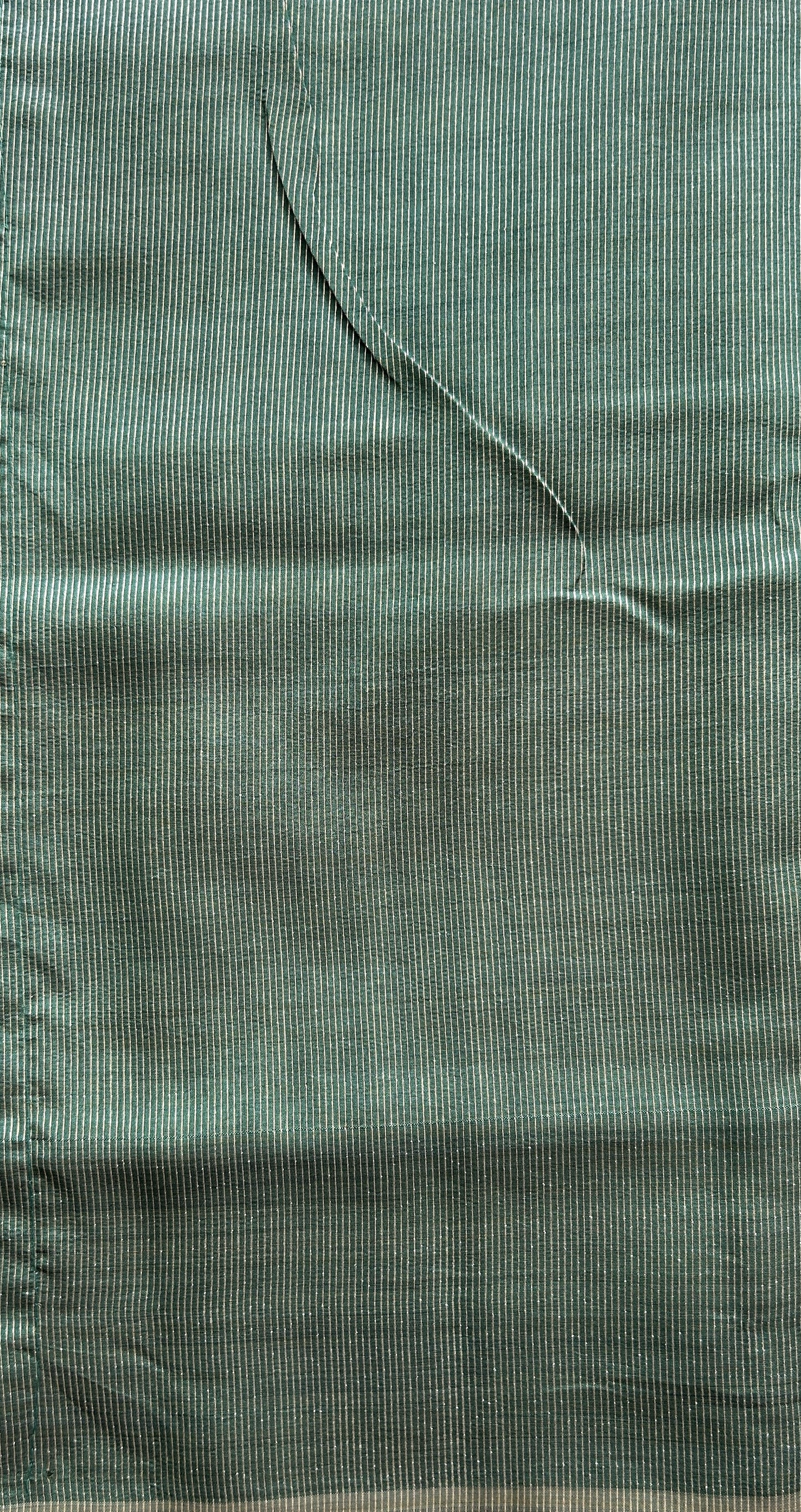 Semi Tussar Saree Dark Green Colored Complemented with a Zari Border. - Sampradaya Designer Studio