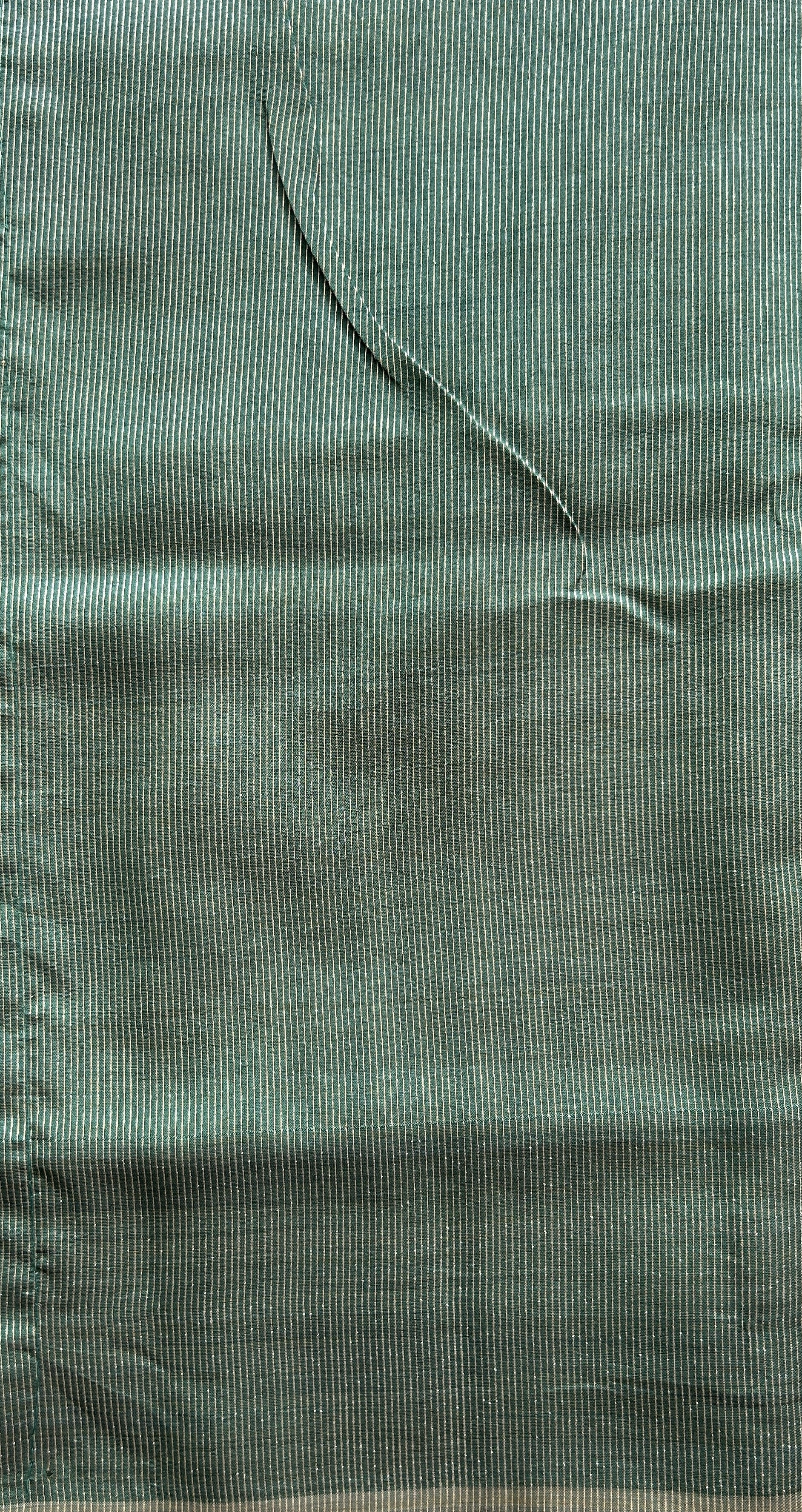 Semi Tussar Saree Dark Green Colored Complemented with a Zari Border. - Sampradaya Designer Studio