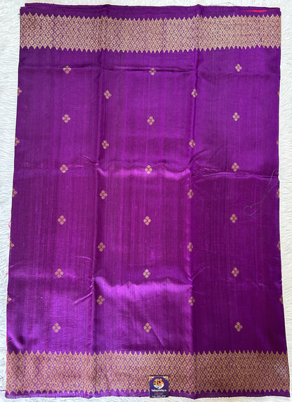 Banarasi Raw Silk Sarees Violet Colored Saree Complemented With a Intricate Weaving Border - Sampradaya Designer Studio