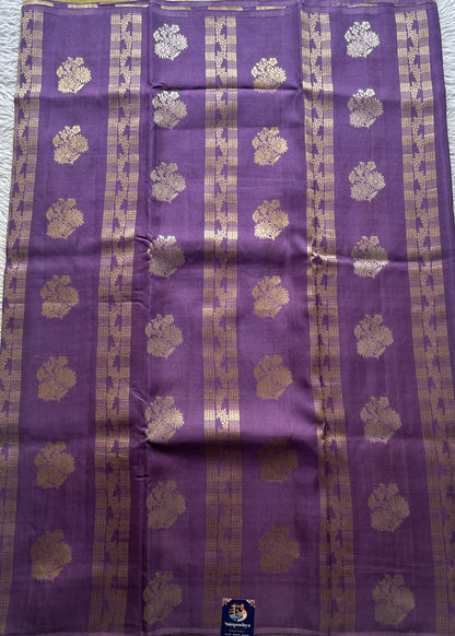 Semi Viscose Georgette Saree Lavender Colored Paired with a Borderless. - Sampradaya Designer Studio