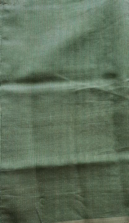 Semi Tussar Saree Green Colored Complemented with a Zari Border. - Sampradaya Designer Studio