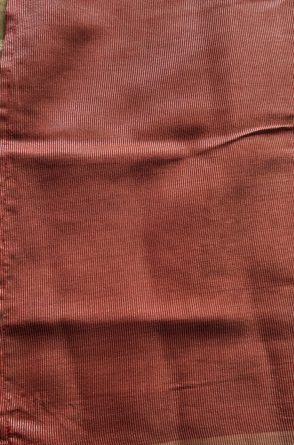 Semi Tussar Saree Dark Olive Green Colored Complemented with a Zari Border. - Sampradaya Designer Studio