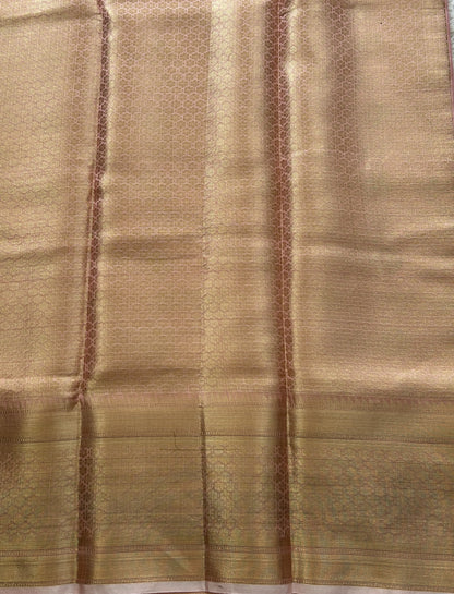 Tissue Kota Saree Light Bubblegum Colored Elegantly Paired with a Tissue Border