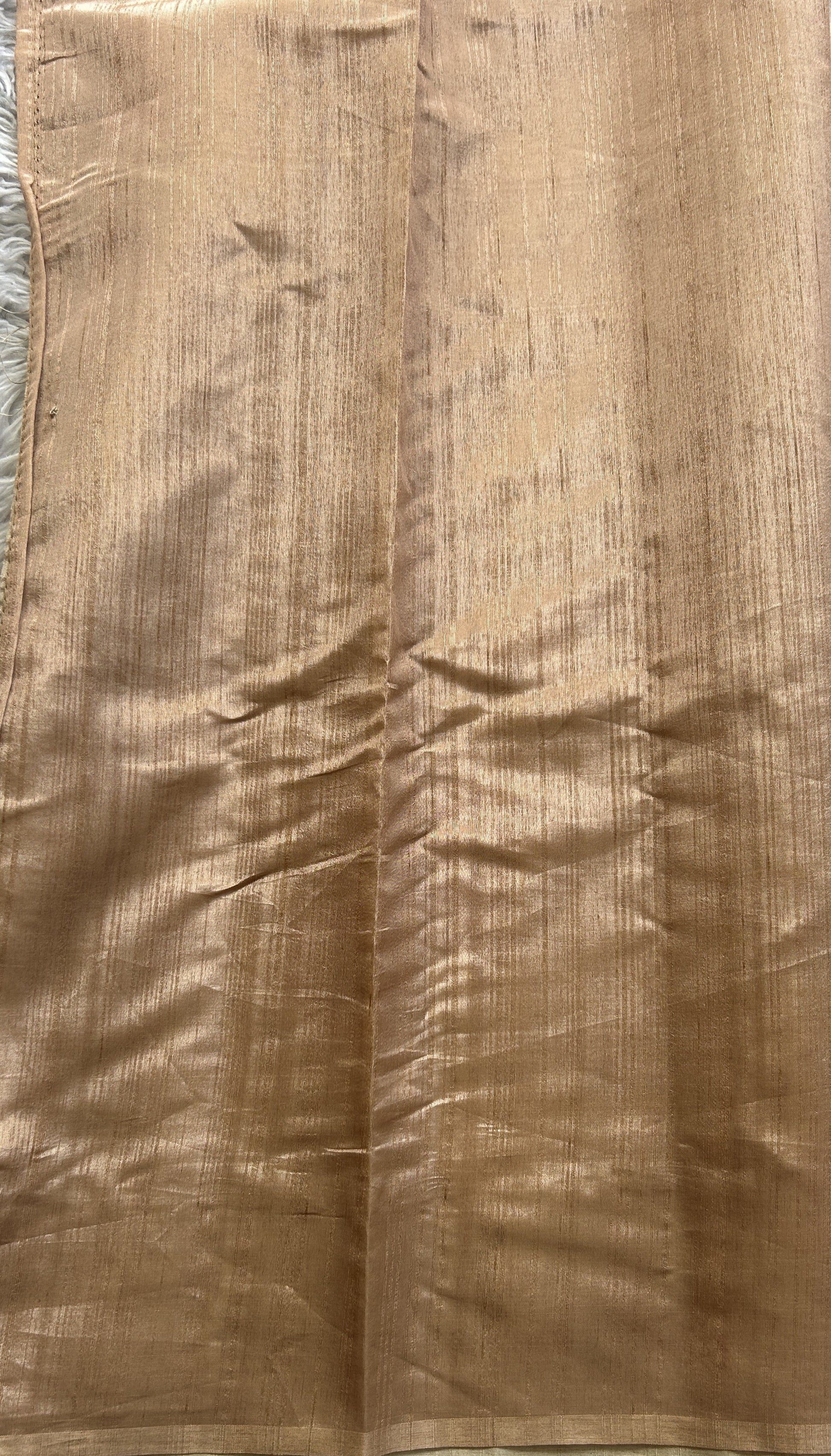 Semi Tussar Saree Light Orange Colored Elegantly Paired with a Borderless. - Sampradaya Designer Studio