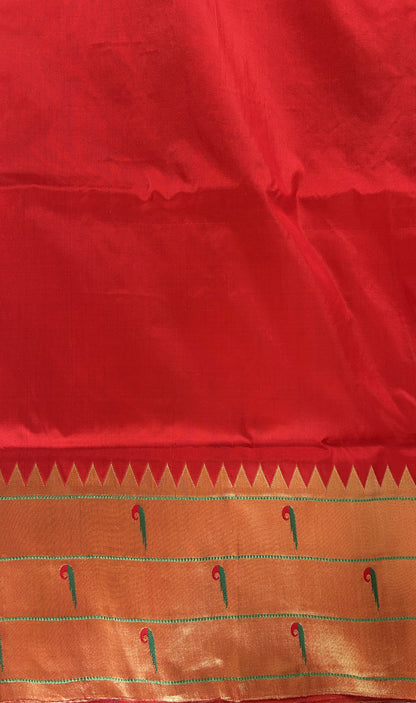 Paithani Silk Saree Purple Colored Saree Complemented With a Orange Colored Muniya Border - Sampradaya Designer Studio