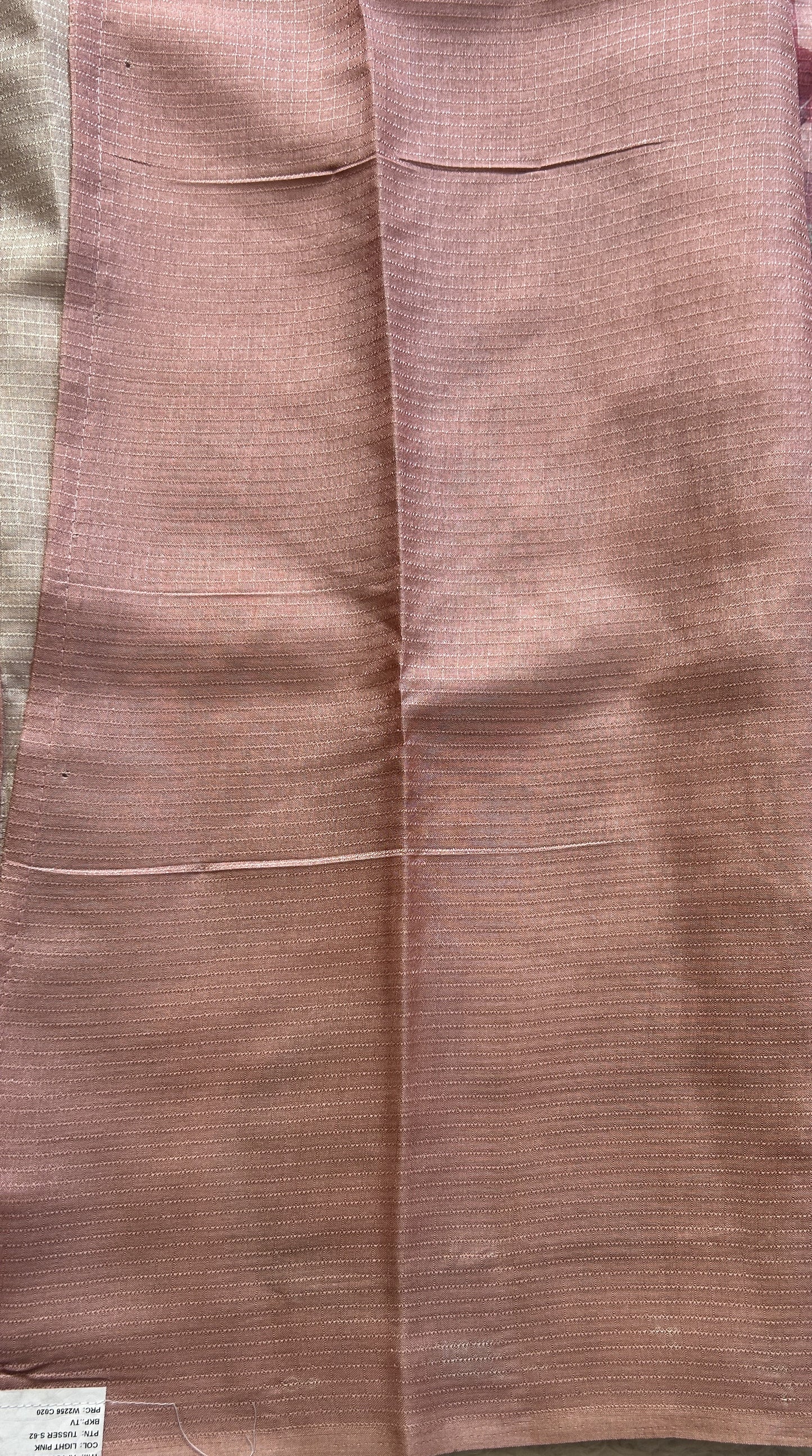 Semi Tussar Saree Pastel Peach Colored Elegantly Paired with a Borderless. - Sampradaya Designer Studio