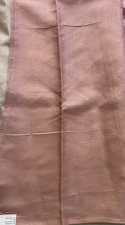 Semi Tussar Saree Pastel Peach Colored Elegantly Paired with a Borderless. - Sampradaya Designer Studio