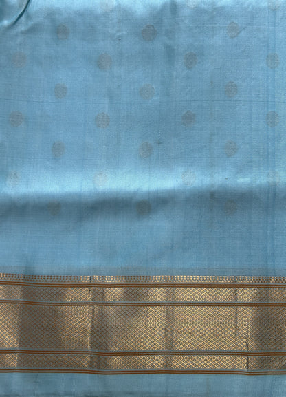 Paithani Silk Saree Sky Blue Colored Saree Complemented With a Irkal Border - Sampradaya Designer Studio