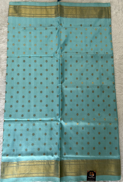 Paithani Silk Saree Sky Blue Colored Saree Complemented With a Irkal Border - Sampradaya Designer Studio