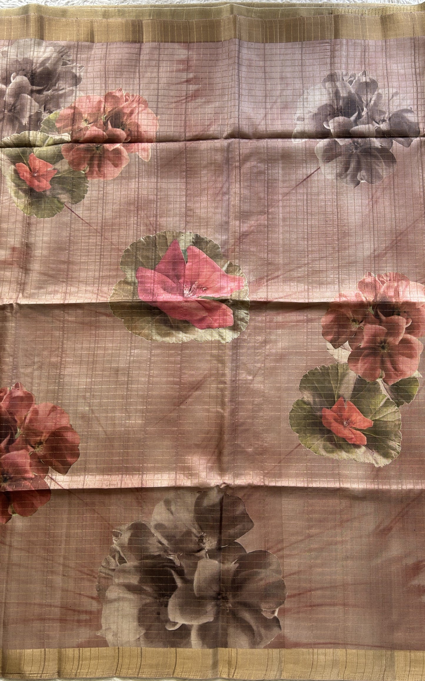 Semi Tussar Saree Colored Onion Pink Elegantly Paired with a Zari Border. - Sampradaya Designer Studio