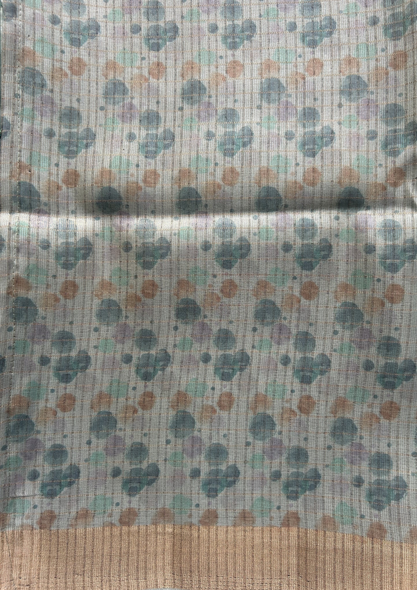 Semi Tussar Saree Colored Sea Blue Complemented with a Zari Border. - Sampradaya Designer Studio