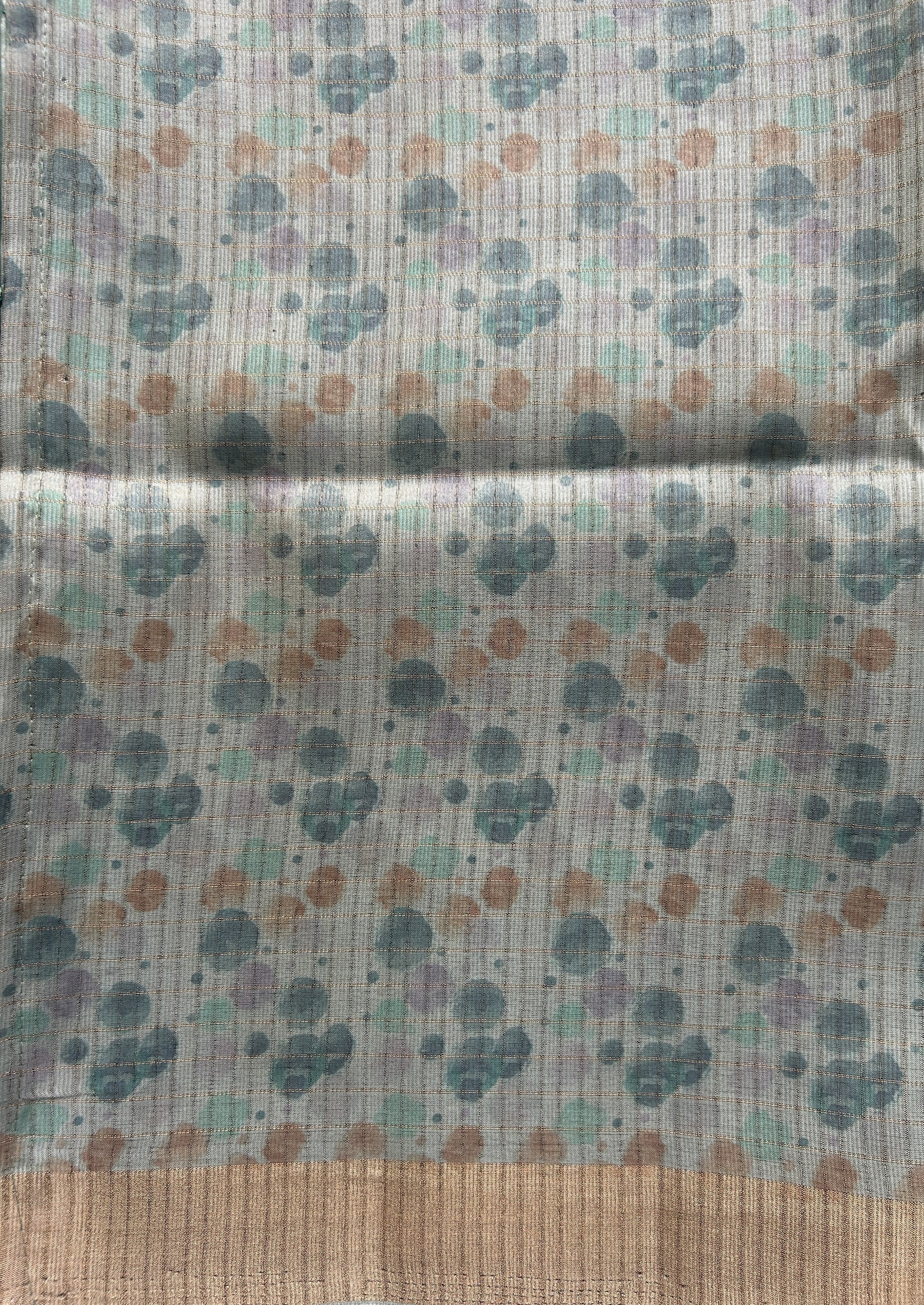Semi Tussar Saree Colored Sea Blue Complemented with a Zari Border. - Sampradaya Designer Studio