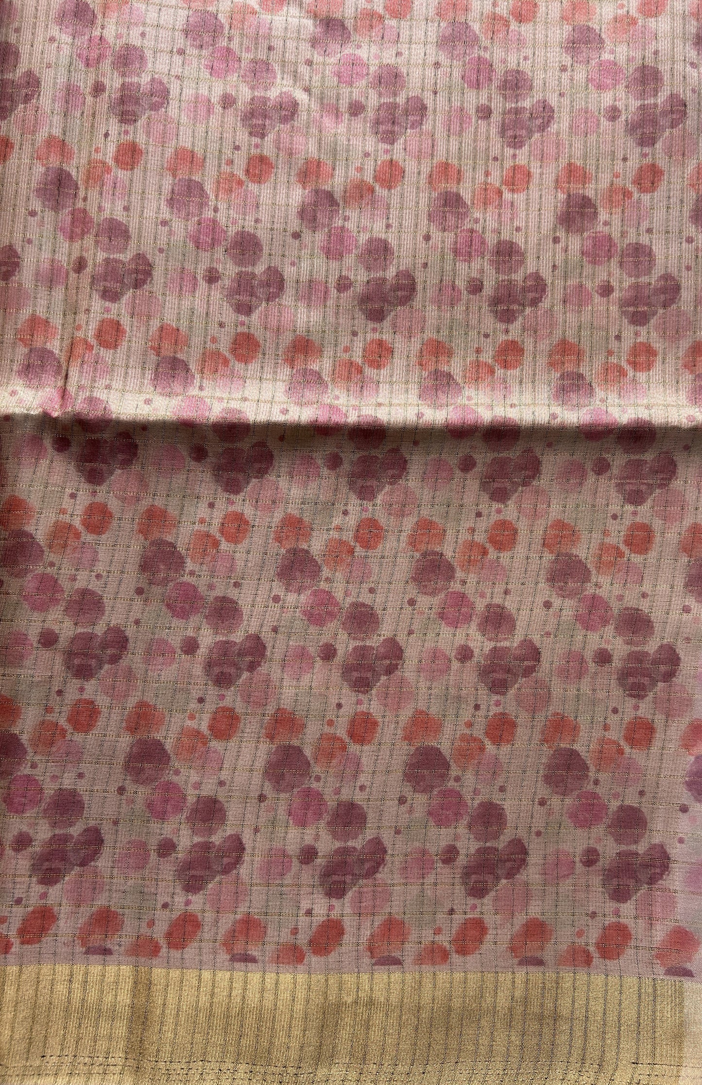 Semi Tussar Saree Colored Onion Pink Complemented with a Zari Border. - Sampradaya Designer Studio