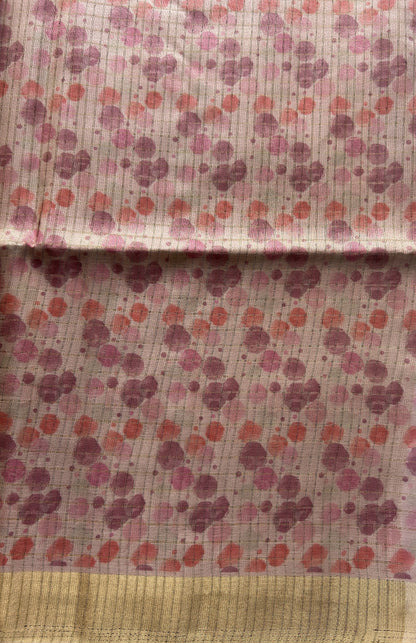 Semi Tussar Saree Colored Onion Pink Complemented with a Zari Border. - Sampradaya Designer Studio