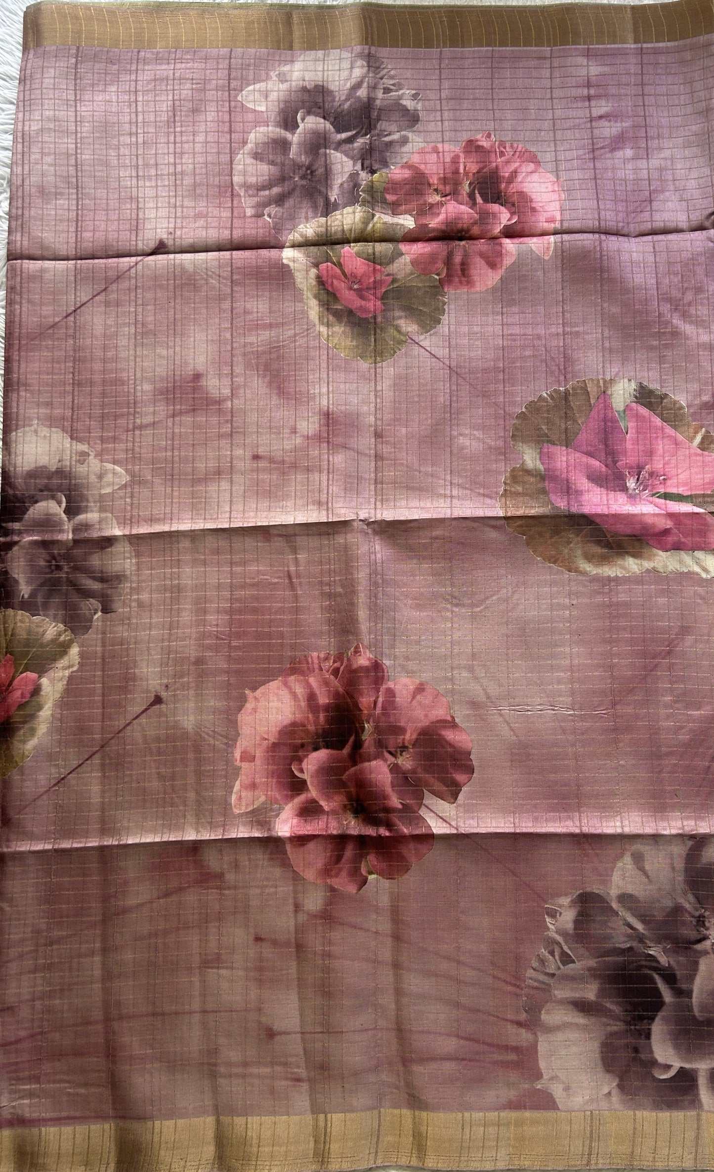 Semi Tussar Saree Colored Onion Pink Complemented with a Zari Border. - Sampradaya Designer Studio