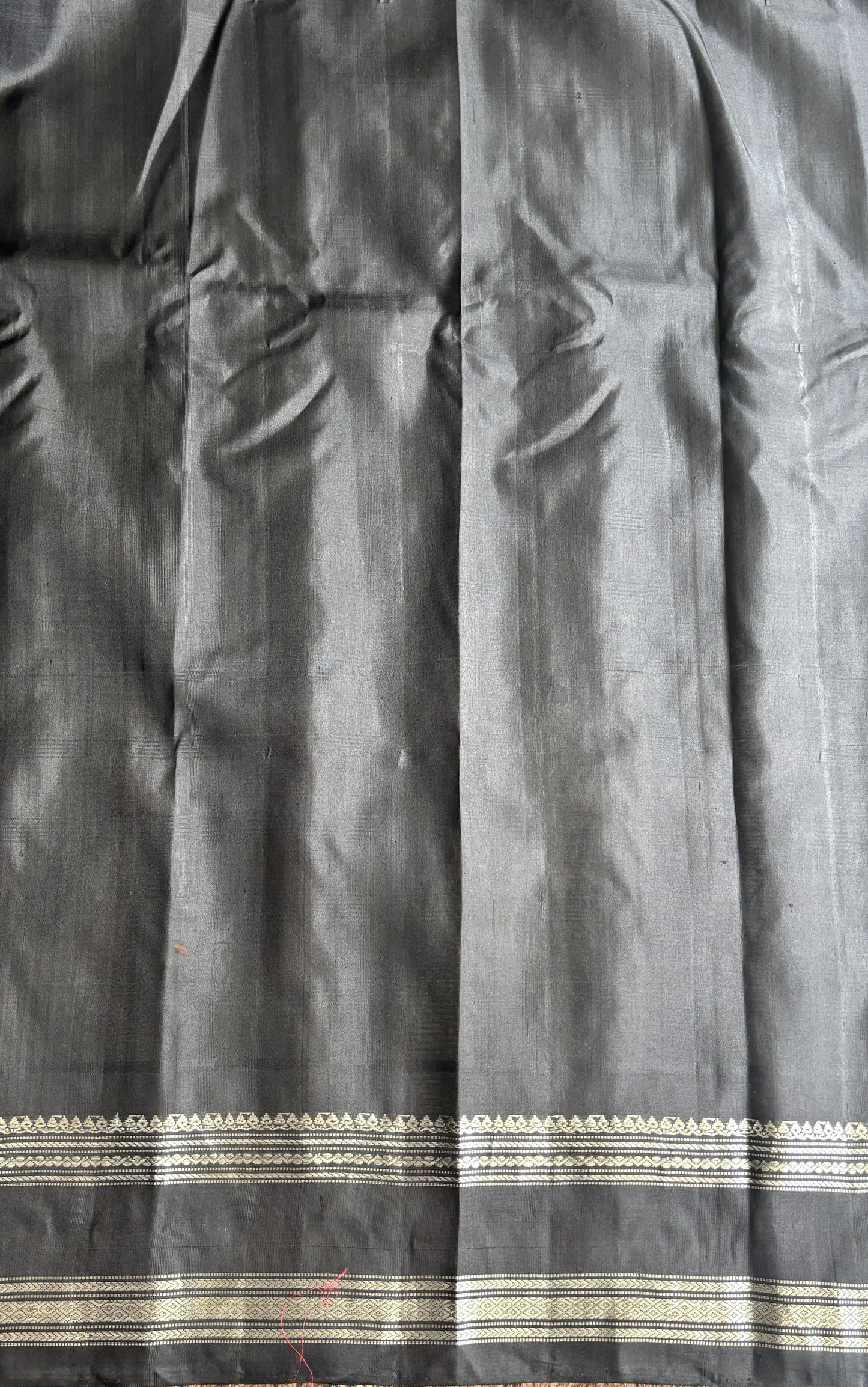 Gadwal Silk Saree Sea Blue Colored Complemented With a Black Zari Gap Border - Sampradaya Designer Studio