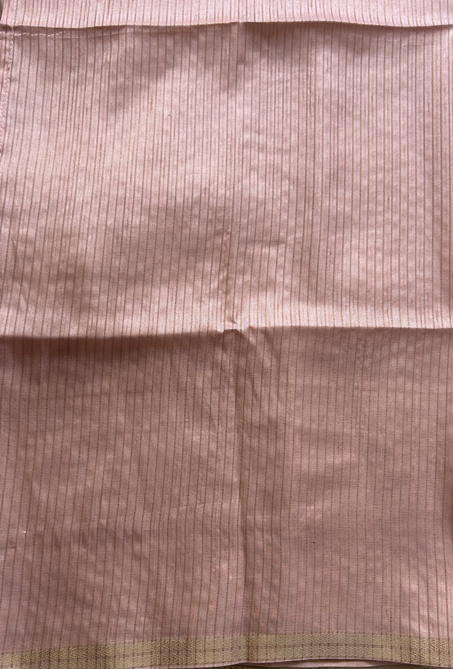 Semi Tussar Saree Colored Baby Pink Complemented with a Zari Border. - Sampradaya Designer Studio
