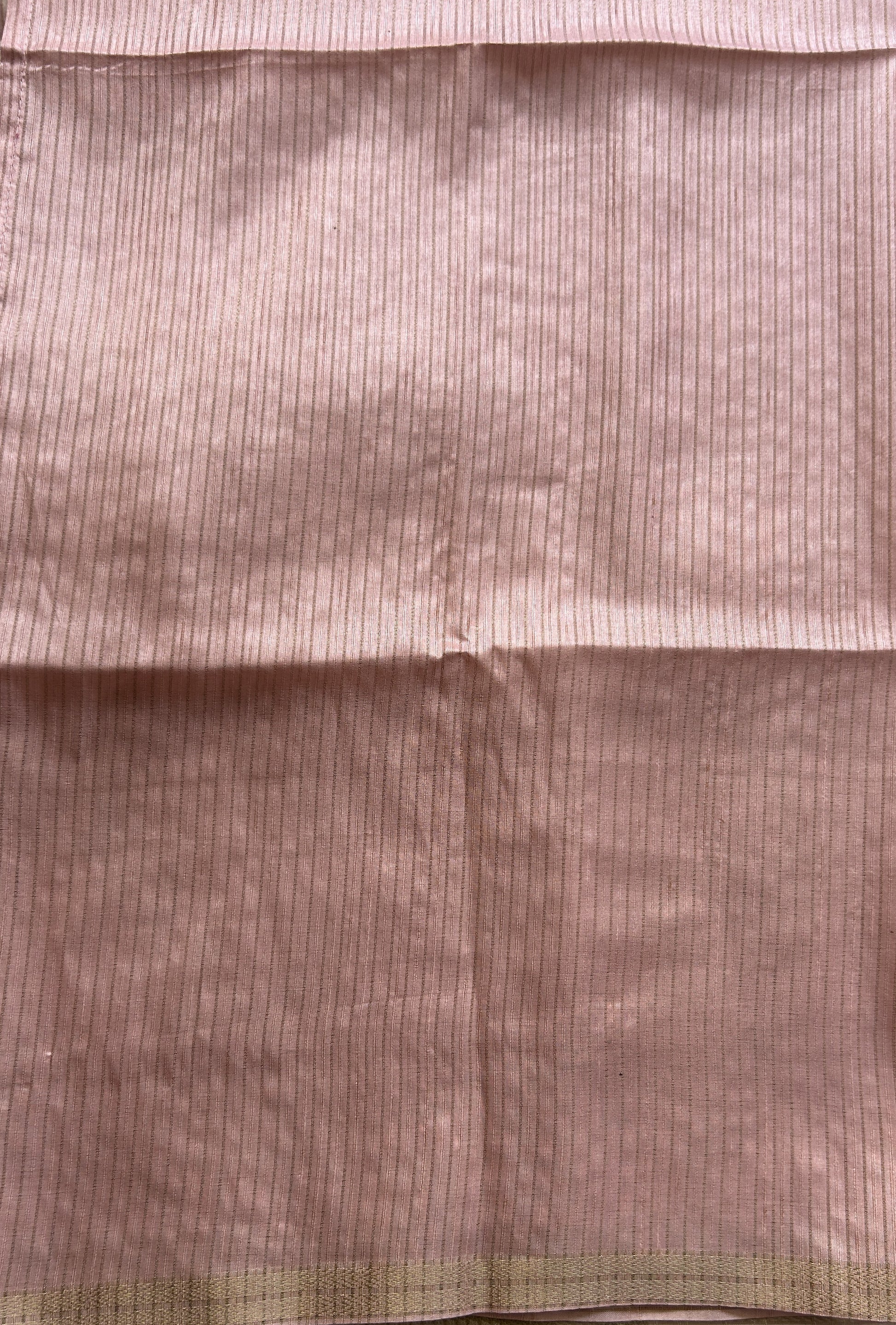 Semi Tussar Saree Colored Baby Pink Complemented with a Zari Border. - Sampradaya Designer Studio