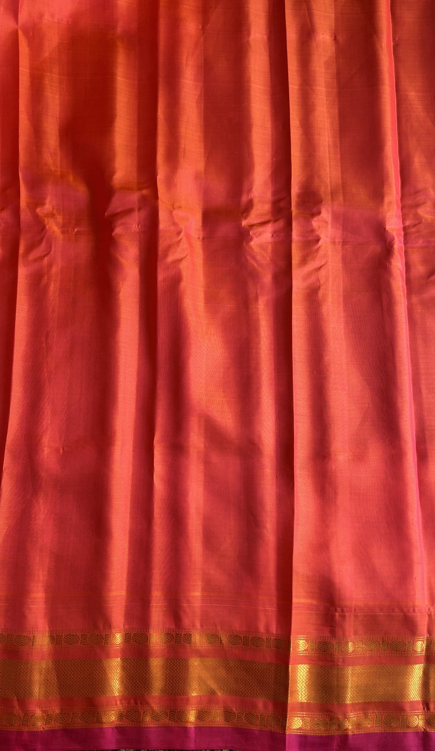 Gadwal Silk Saree Peacock Blue Colored Complemented With a Peach Zari Border - Sampradaya Designer Studio