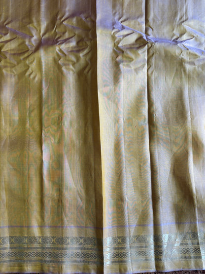 Gadwal Silk Saree Black Colored Complemented With a Light Yellow Zari Border - Sampradaya Designer Studio