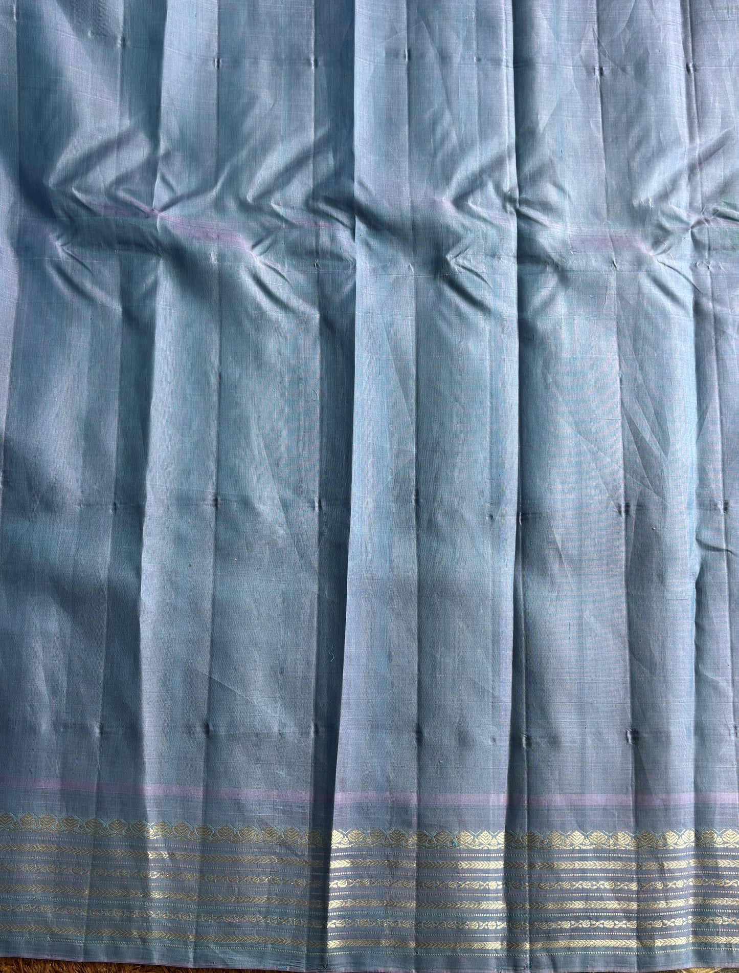 Gadwal Silk Saree Maroon Colored Complemented With a Gray Zari Border - Sampradaya Designer Studio