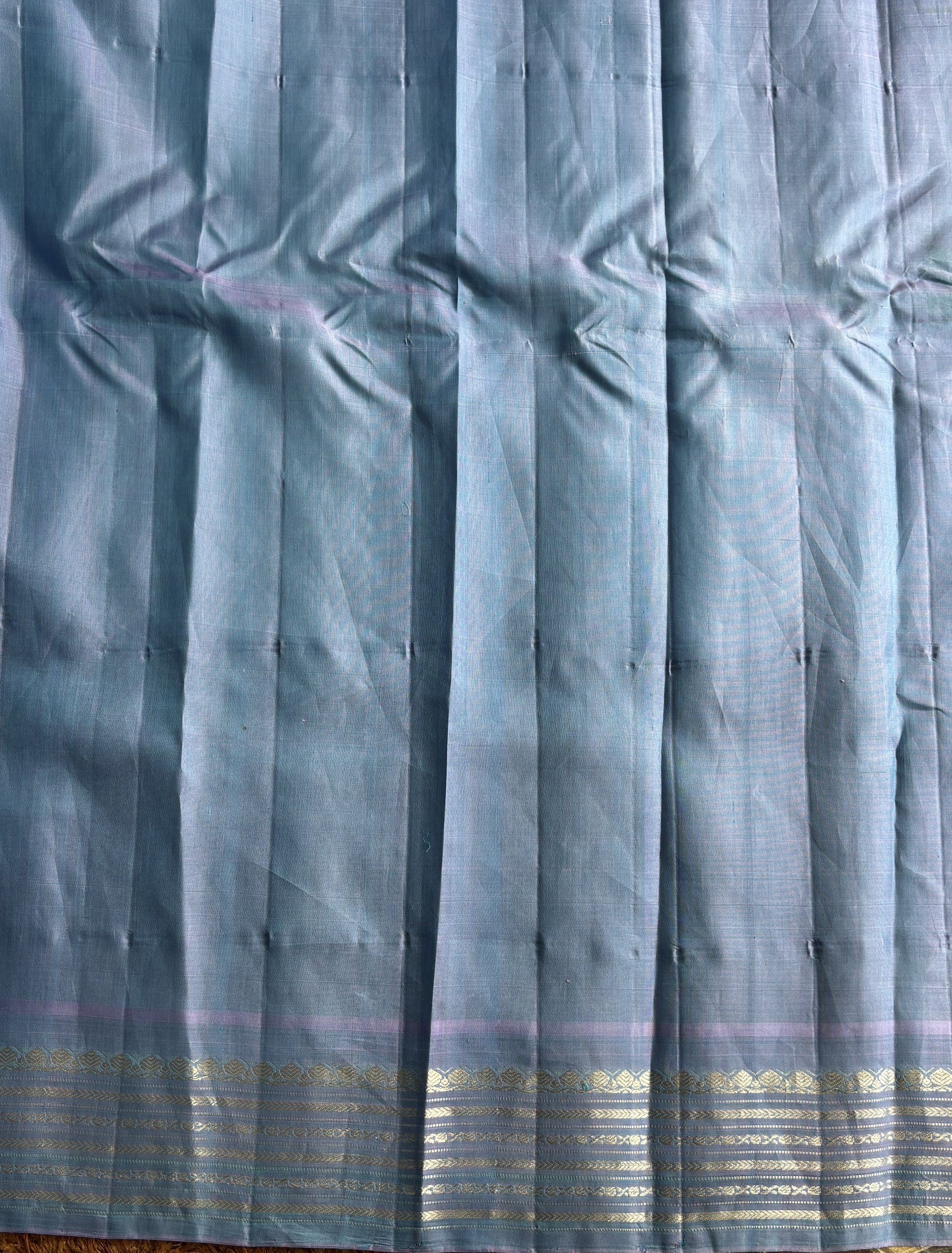 Gadwal Silk Saree Maroon Colored Complemented With a Gray Zari Border - Sampradaya Designer Studio