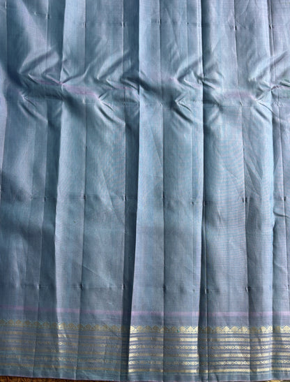 Gadwal Silk Saree Maroon Colored Complemented With a Gray Zari Border - Sampradaya Designer Studio